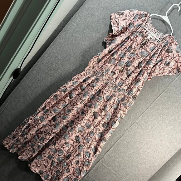 Destination 365 Regular Printed Short-Sleeve Midi Dress Sepia Rose floral Large - Picture 1 of 16